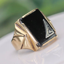 Load image into Gallery viewer, 30% OFF!  Classic vintage onyx and diamond ring in yellow gold