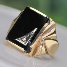 Load image into Gallery viewer, 30% OFF!  Classic vintage onyx and diamond ring in yellow gold