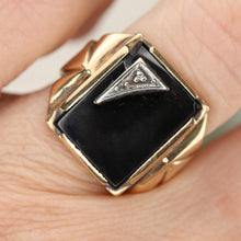 Load image into Gallery viewer, 30% OFF!  Classic vintage onyx and diamond ring in yellow gold
