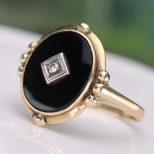 Load image into Gallery viewer, 30% OFF!  Classic vintage onyx and diamond ring in yellow gold