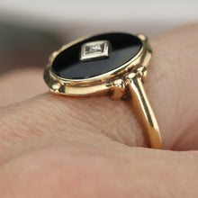 Load image into Gallery viewer, 30% OFF!  Classic vintage onyx and diamond ring in yellow gold