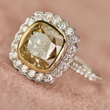 Load image into Gallery viewer, SPECIAL!  7ctw Fancy yellow cushion cut lab grown diamond ring in 14k gold