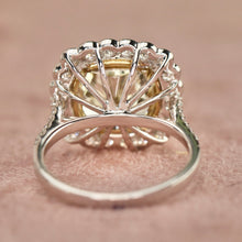 Load image into Gallery viewer, SPECIAL!  7ctw Fancy yellow cushion cut lab grown diamond ring in 14k gold