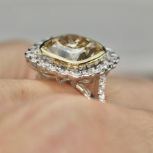 Load image into Gallery viewer, SPECIAL!  7ctw Fancy yellow cushion cut lab grown diamond ring in 14k gold