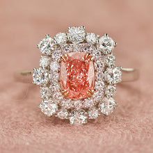 Load image into Gallery viewer, 40% OFF!  Pink and white lab grown diamond cluster ring in 14k white gold