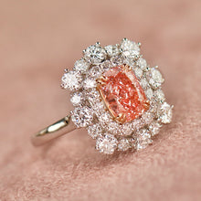 Load image into Gallery viewer, 40% OFF!  Pink and white lab grown diamond cluster ring in 14k white gold