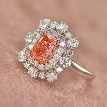 Load image into Gallery viewer, 40% OFF!  Pink and white lab grown diamond cluster ring in 14k white gold