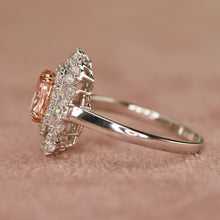 Load image into Gallery viewer, 40% OFF!  Pink and white lab grown diamond cluster ring in 14k white gold