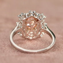 Load image into Gallery viewer, 40% OFF!  Pink and white lab grown diamond cluster ring in 14k white gold