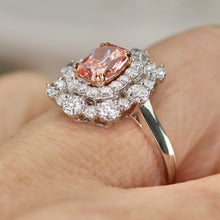Load image into Gallery viewer, 40% OFF!  Pink and white lab grown diamond cluster ring in 14k white gold