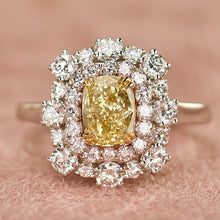 Load image into Gallery viewer, 40% OFF!  Yellow and white lab grown diamond cluster ring in 14k white gold