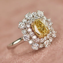 Load image into Gallery viewer, 40% OFF!  Yellow and white lab grown diamond cluster ring in 14k white gold