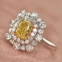 Load image into Gallery viewer, 40% OFF!  Yellow and white lab grown diamond cluster ring in 14k white gold