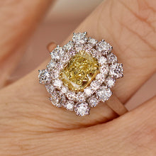 Load image into Gallery viewer, 40% OFF!  Yellow and white lab grown diamond cluster ring in 14k white gold