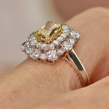Load image into Gallery viewer, 40% OFF!  Yellow and white lab grown diamond cluster ring in 14k white gold