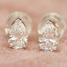 Load image into Gallery viewer, SPECIAL!  Lab grown pear shaped Diamond studs in 14k white gold
