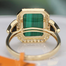 Load image into Gallery viewer, SPECIAL!  Onyx, malachite and diamond ring in 14k yellow gold by Effy