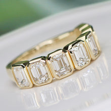 Load image into Gallery viewer, SPECIAL!  Lab grown 3ctw 7 stone emerald cut diamond band ring in 14k yellow gold