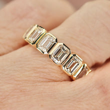 Load image into Gallery viewer, SPECIAL!  Lab grown 3ctw 7 stone emerald cut diamond band ring in 14k yellow gold