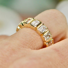 Load image into Gallery viewer, SPECIAL!  Lab grown 3ctw 7 stone emerald cut diamond band ring in 14k yellow gold