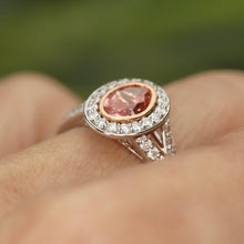 Load image into Gallery viewer, RESERVED FOR K: SPECIAL!  Oval shaped pink lab grown diamond ring in 14k white &amp; rose gold