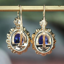 Load image into Gallery viewer, SPECIAL!  Custom lab grown Sapphire and diamond earrings in 14k yellow gold