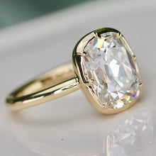 Load image into Gallery viewer, BALANCE FOR CUSTOM ORDER:  Antique cushion cut lab grown diamond ring in 14k yellow gold