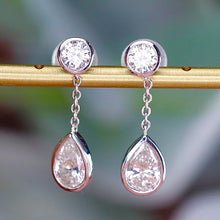Load image into Gallery viewer, SPECIAL!  Lab grown pear shaped Diamond drop earrings in 14k white gold