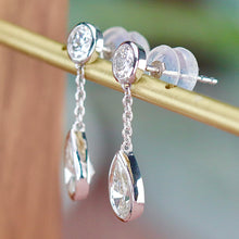 Load image into Gallery viewer, SPECIAL!  Lab grown pear shaped Diamond drop earrings in 14k white gold