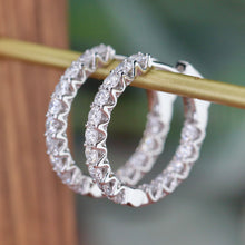Load image into Gallery viewer, SPECIAL!  2.00ctw lab grown diamond Huggies in 14k white gold