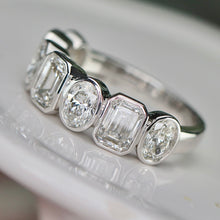 Load image into Gallery viewer, SPECIAL!  Lab grown 3ctw 7 stone emerald and oval cut diamond band ring in 14k white gold