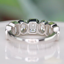 Load image into Gallery viewer, SPECIAL!  Lab grown 3ctw 7 stone emerald and oval cut diamond band ring in 14k white gold