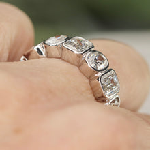 Load image into Gallery viewer, SPECIAL!  Lab grown 3ctw 7 stone emerald and oval cut diamond band ring in 14k white gold