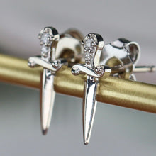 Load image into Gallery viewer, SPECIAL!  Natural Diamond Dagger studs in 14k white gold