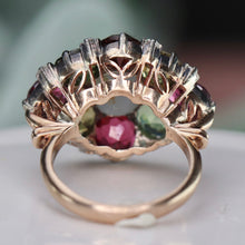 Load image into Gallery viewer, SPECIAL!  Huge multi gem cluster ring in yellow gold and silver