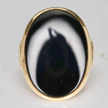 Load image into Gallery viewer, Estate HEAVY oval onyx vintage ring in yellow gold