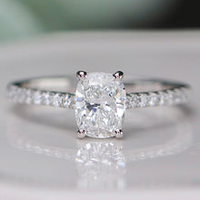 Load image into Gallery viewer, SPECIAL: Lab grown 1ctw diamond cushion cut ring in 14k white gold