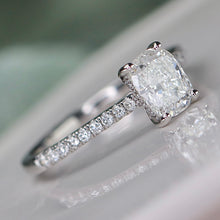 Load image into Gallery viewer, SPECIAL: Lab grown 1ctw diamond cushion cut ring in 14k white gold