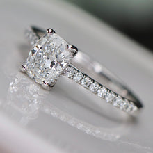 Load image into Gallery viewer, SPECIAL: Lab grown 1ctw diamond cushion cut ring in 14k white gold