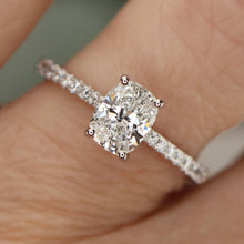 Load image into Gallery viewer, SPECIAL: Lab grown 1ctw diamond cushion cut ring in 14k white gold