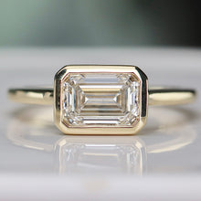 Load image into Gallery viewer, SPECIAL!  2ct emerald cut lab grown diamond ring in 14k yellow gold