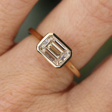 Load image into Gallery viewer, SPECIAL!  2ct emerald cut lab grown diamond ring in 14k yellow gold