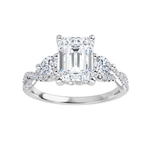 CUSTOM ORDER: 14k white gold ring with 1.84ct emerald cut lab grown diamond D/VVS2