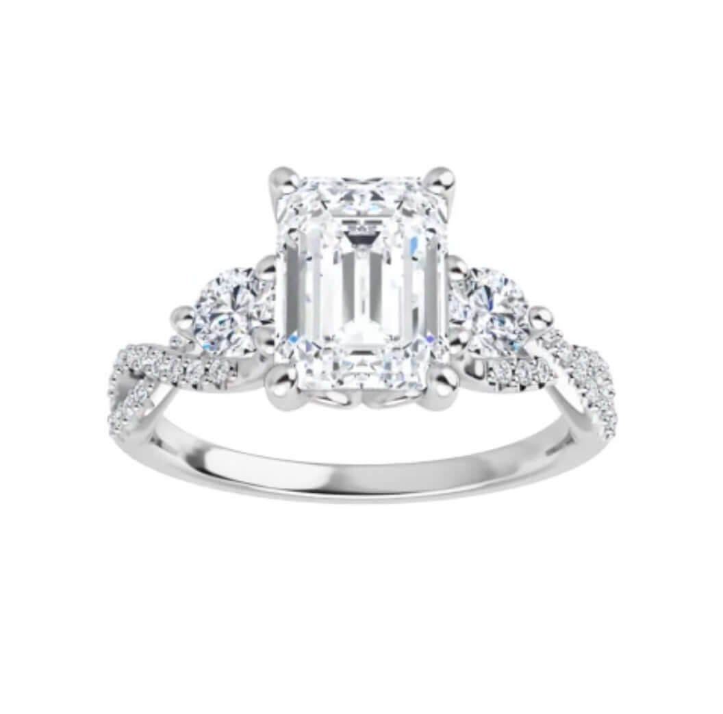 CUSTOM ORDER: 14k white gold ring with 1.84ct emerald cut lab grown diamond D/VVS2