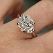 Load image into Gallery viewer, SPECIAL!  3.88ctw cushion cut lab grown diamond ring in 14k white gold