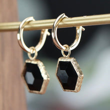 Load image into Gallery viewer, SPECIAL!  Onyx drops in yellow gold