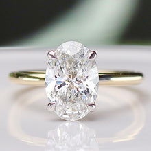 Load image into Gallery viewer, SPECIAL!  3.15ct E/VVS2 oval cut lab grown diamond solitaire ring in 14k 2 tone gold
