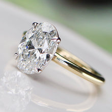 Load image into Gallery viewer, SPECIAL!  3.15ct E/VVS2 oval cut lab grown diamond solitaire ring in 14k 2 tone gold