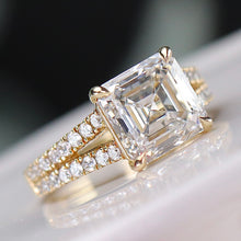 Load image into Gallery viewer, SPECIAL!  5.01ct asscher cut lab grown diamond ring in 14k yellow gold