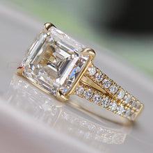 Load image into Gallery viewer, SPECIAL!  5.01ct asscher cut lab grown diamond ring in 14k yellow gold